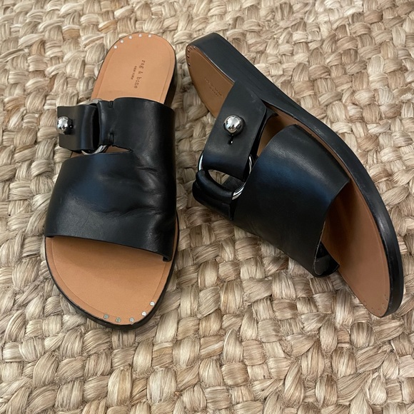 rag & bone Arc Flat Slide Black Size 37 / US 7 NIB💕temp price drop - Picture 2 of 13
